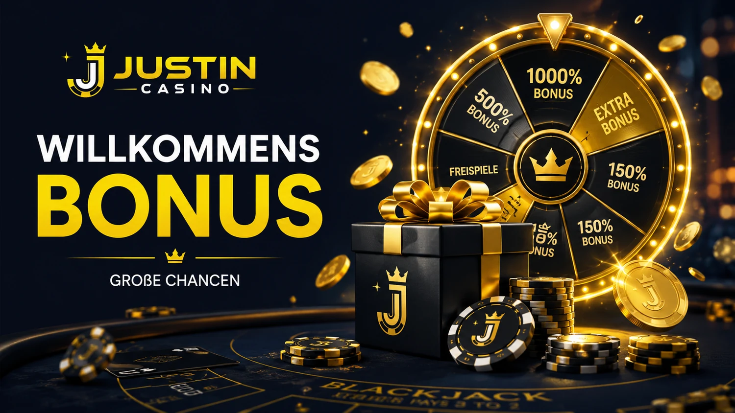 Justin Casino Willkommensbonus 500 Euro und Freispiele
